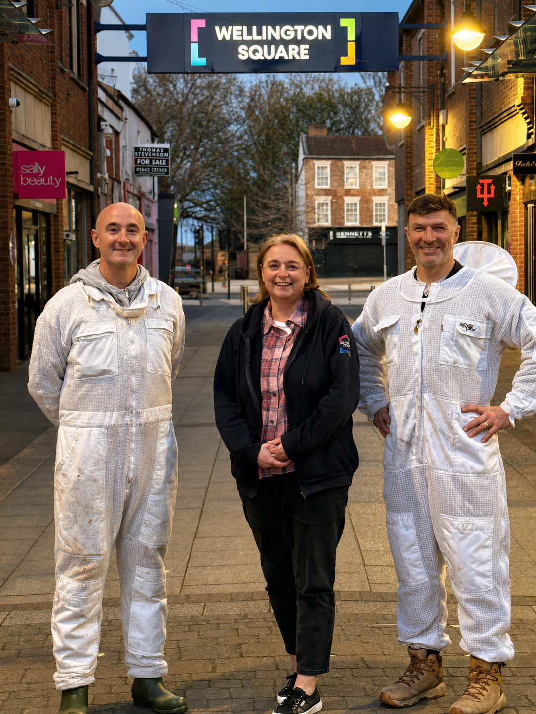 Beekeepers and shopping centre manager at wellington square stockton-on-tees