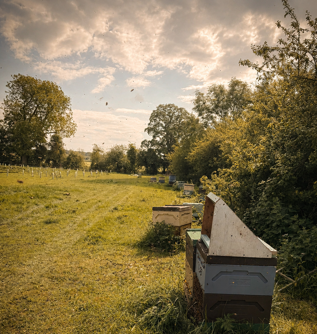 Busy bees flying into our hives